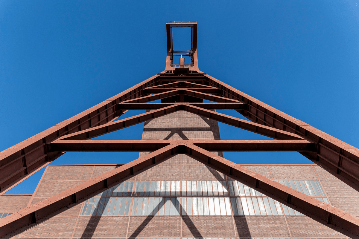 Structural steel framework at an industrial facility
