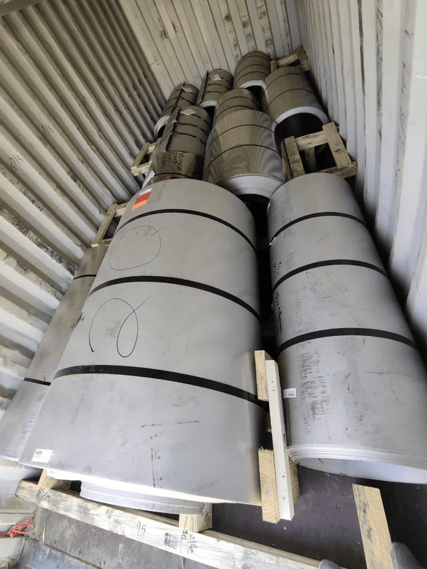 SS316L coil import batch in shipping container